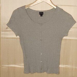 Art Class Girls Grey Ribbed Button Front Lightweight Knit Shirt XXL 18-20